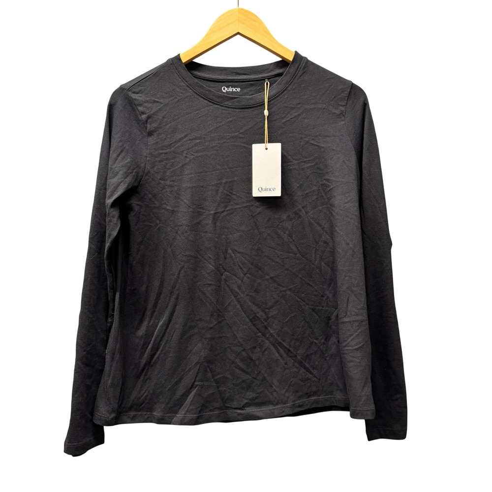 Quince Long Sleeve Tee Womens S Jersey Classic Black Organic Cotton T-Shirt NEW